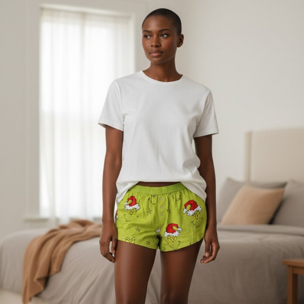 American Eagle Holiday Themed Grinch Loungewear Shorts Size Large